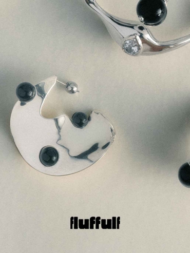 Silver Twisted Red Blood Cell Textured Wave Surface Earrings