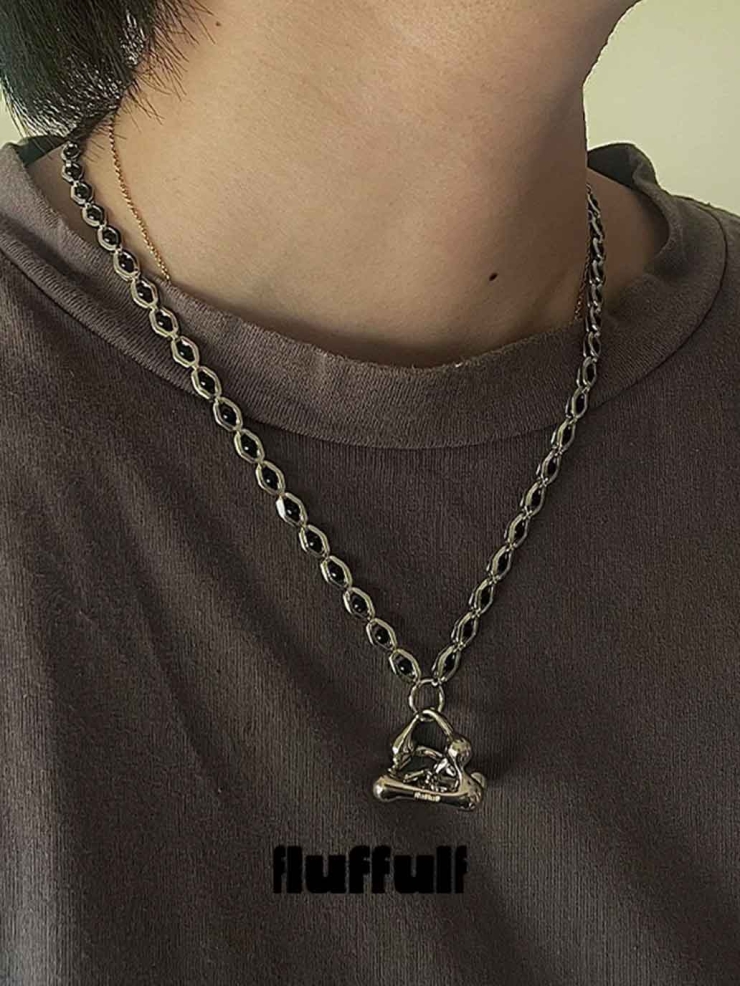 Silver Split Growing Irregular Sphere Necklace