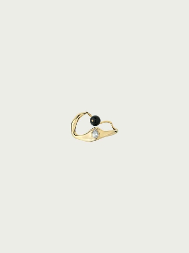 Gold Flowing Heart Cell Double Finger Ring