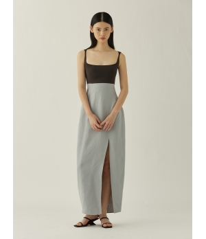 SWAYING Grey/Blue Knitted Patchwork Tank Dress