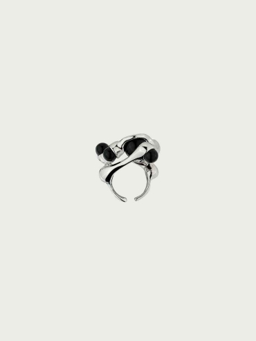 Silver Small Split Growing Irregular Sphere Ring