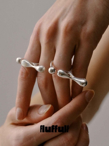 Silver Floating Split Double-Finger Ring