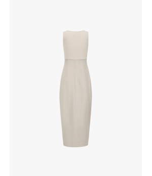SWAYING Beige Grey/Linen Knitted Patchwork Tank Dress