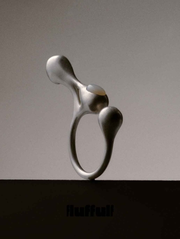 White Floating Split Stone Double-Finger Ring