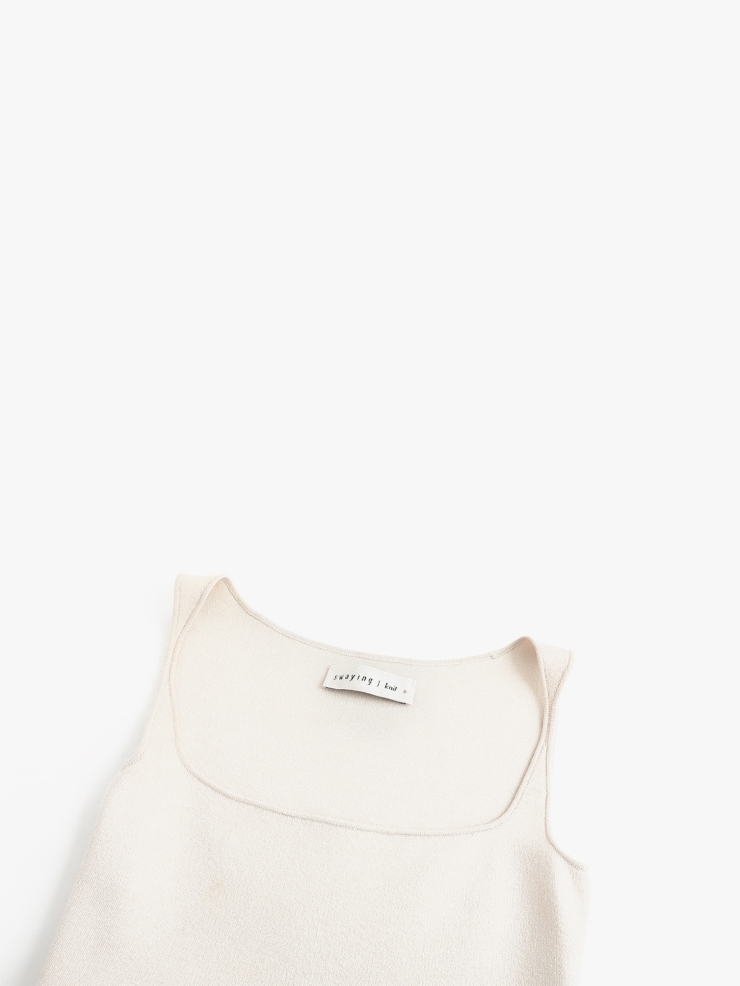 SWAYING Beige Grey/Linen Knitted Patchwork Tank Dress