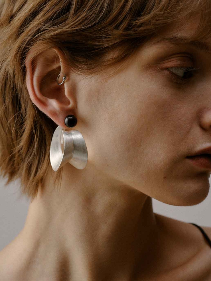 Silver Spiral Plate Earrings