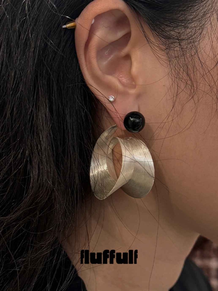 Silver Spiral Plate Earrings