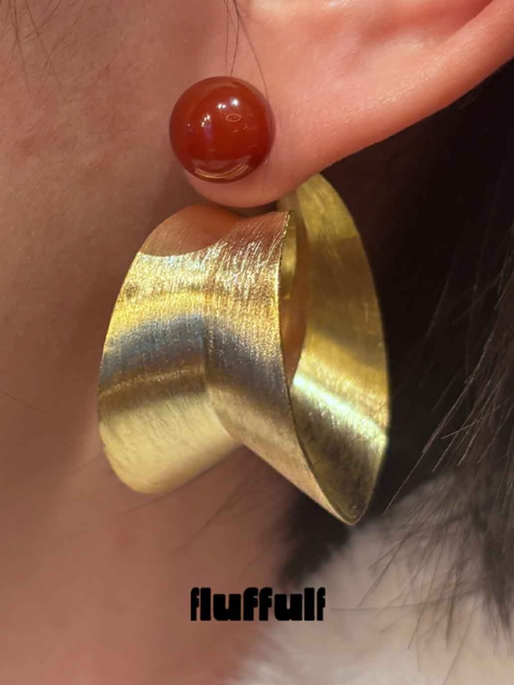 Gold Spiral Plate Earrings