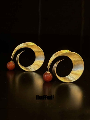 Gold Spiral Plate Earrings