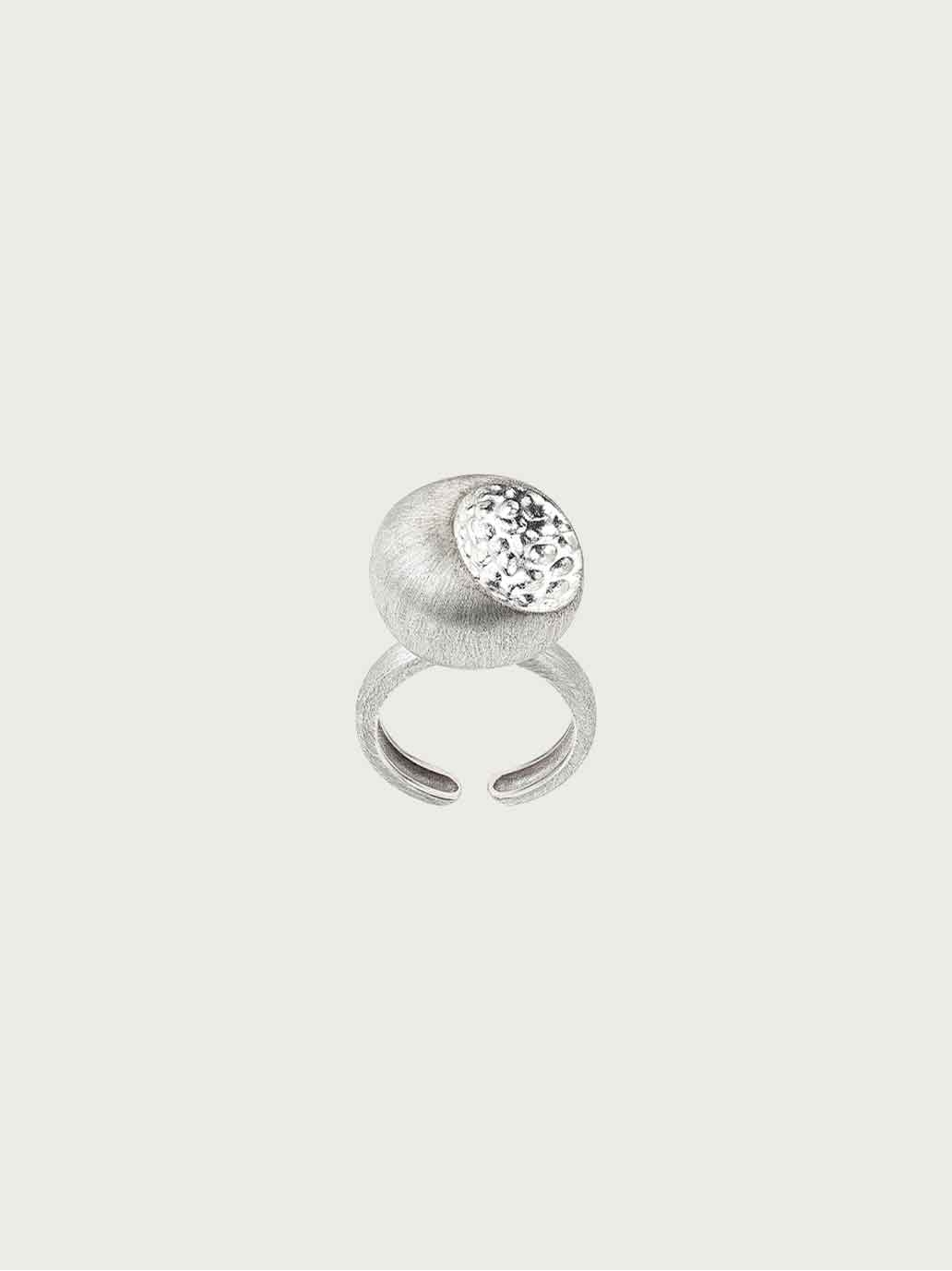 Silver Textured Soft Form Hemisphere Ring
