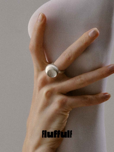 Silver Textured Soft Form Hemisphere Ring