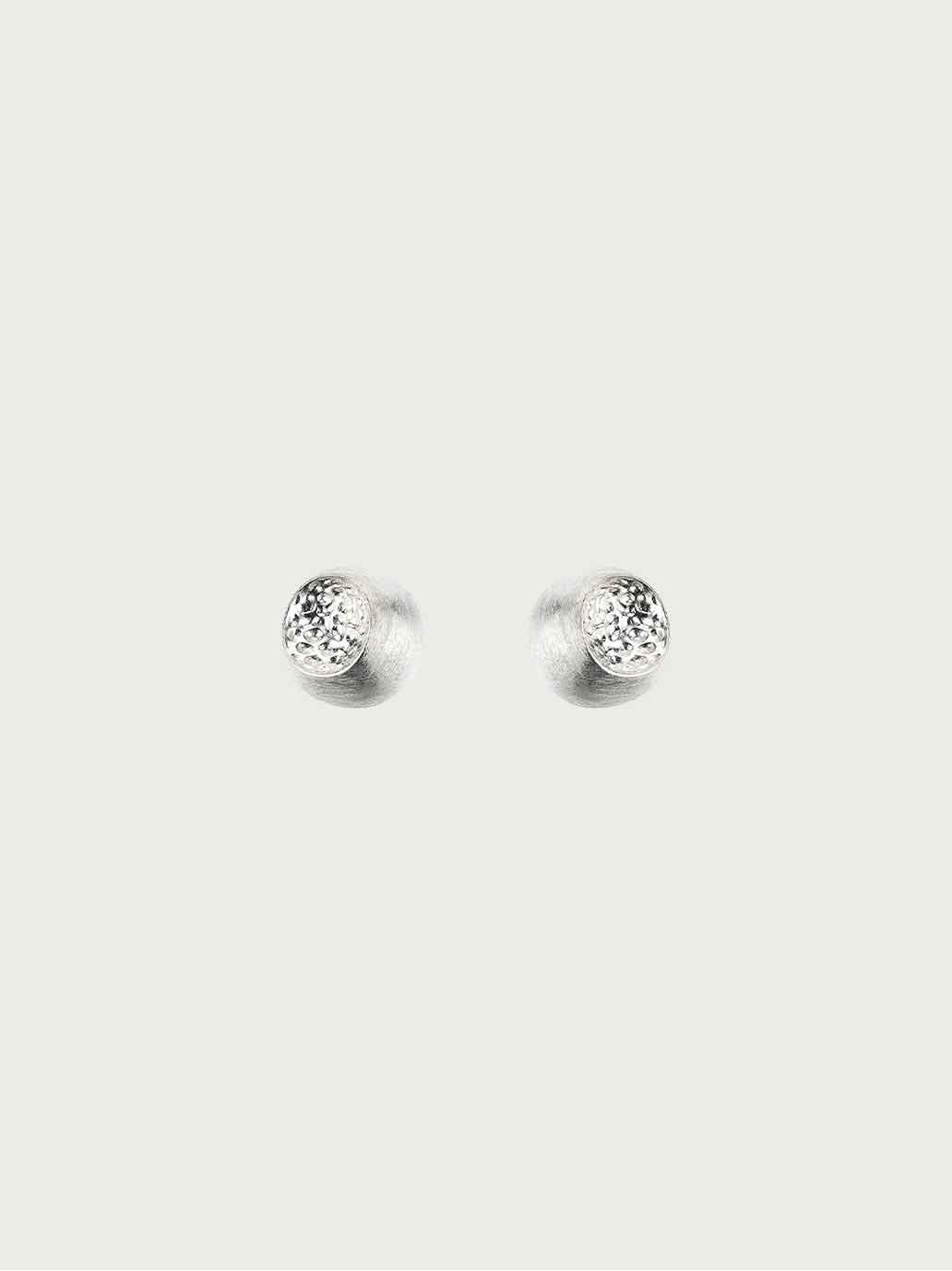 Silver Textured Soft Form Hemisphere Stud Earrings
