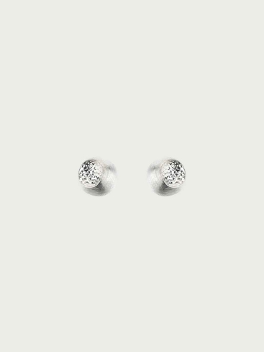 Silver Textured Soft Form Hemisphere Stud Earrings