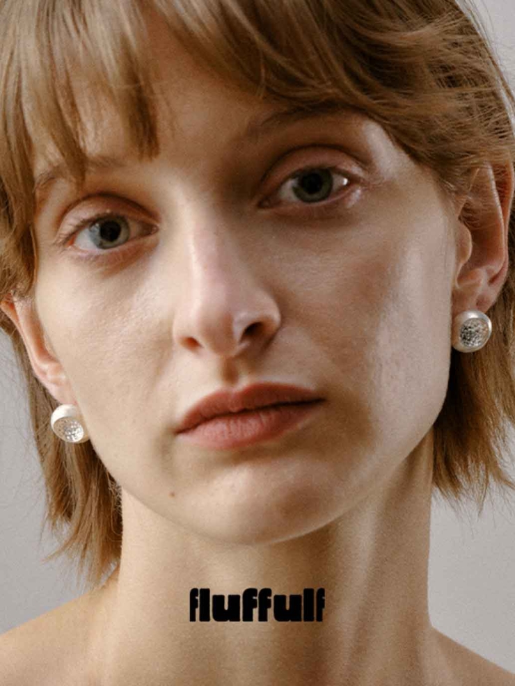 Silver Textured Soft Form Hemisphere Stud Earrings