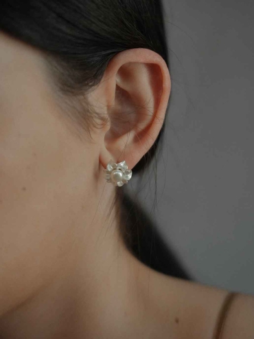 Silver Mandala Flower Earrings