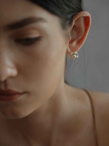 Silver Mandala Flower Earrings