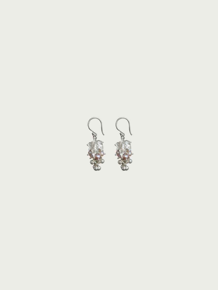 Silver Grape Leaf Spirit Fruit Earrings