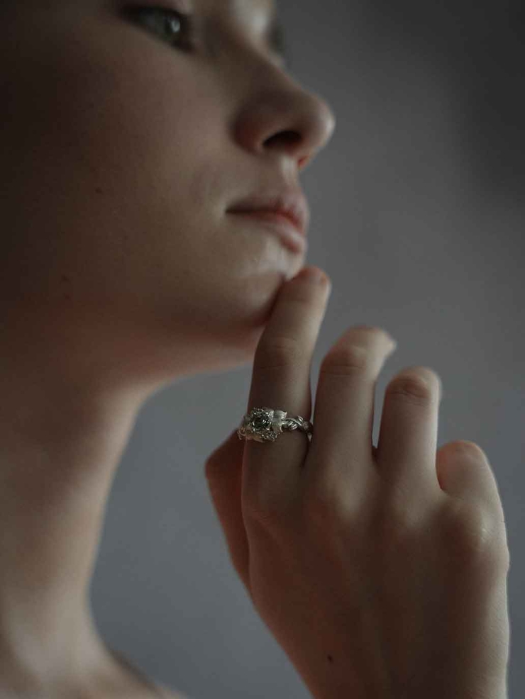 White Vining Floral Ring