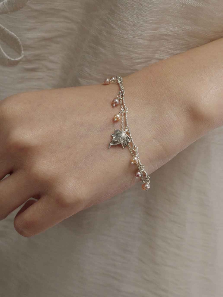 Silver Grape Leaf Victory Fruit Bracelet