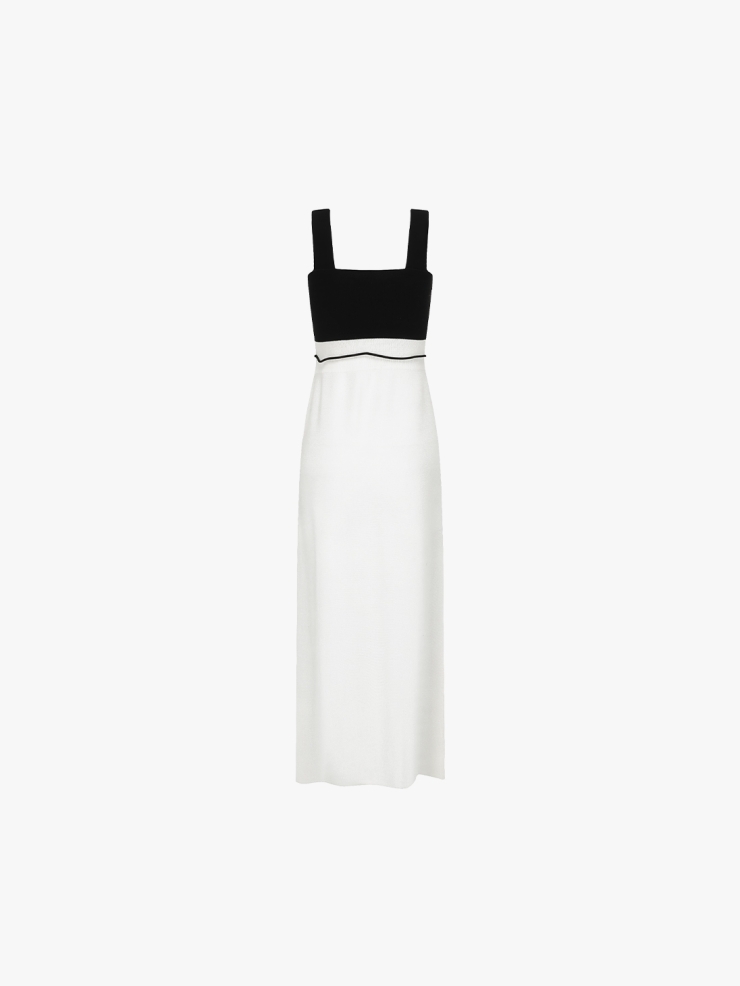 SWAYING White/Black Seamless Square-neck Tank Dress