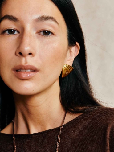 Gold Palm Leaf Stud Earrings