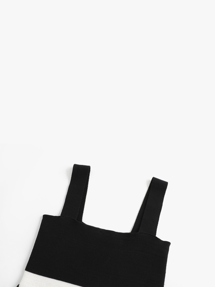 SWAYING White/Black Seamless Square-neck Tank Dress