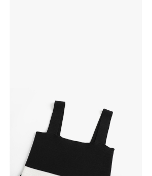 SWAYING White/Black Seamless Square-neck Tank Dress