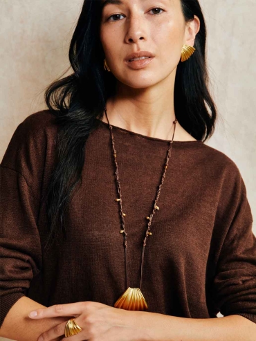 Gold Palm Leaf Stud Earrings