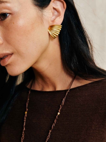 Gold Palm Leaf Stud Earrings