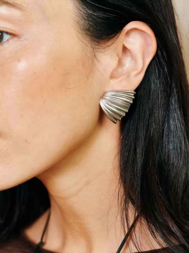 Silver Palm Leaf Stud Earrings