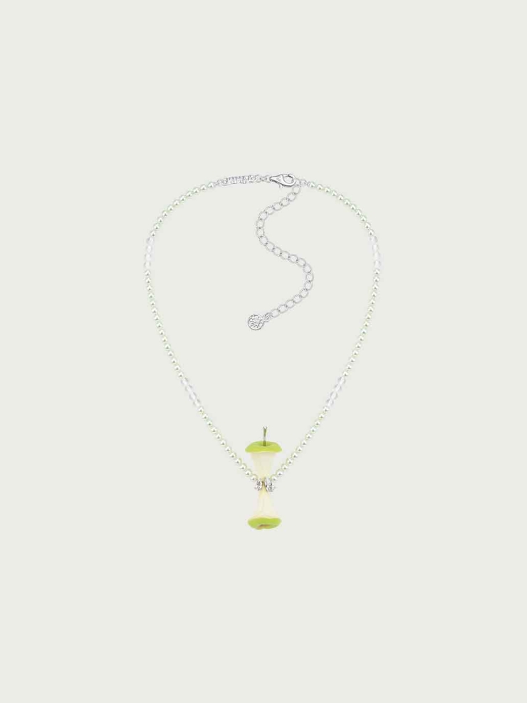 Green Apple Core Pearl Necklace