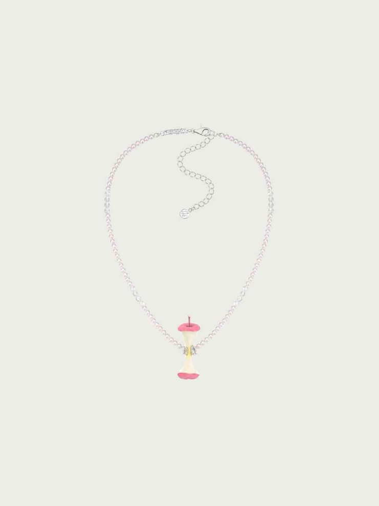 Pink Apple Core Pearl Necklace