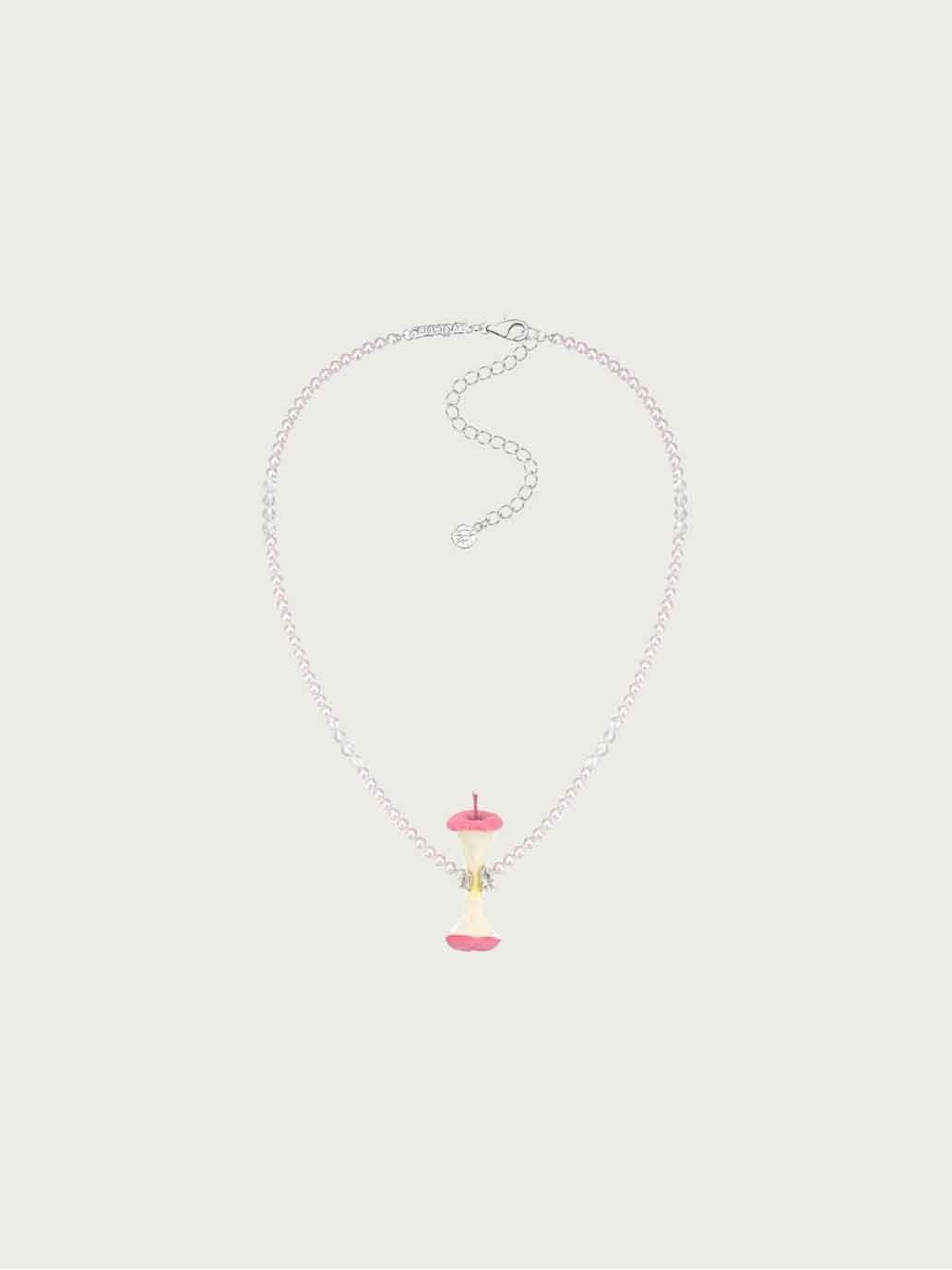 Pink Apple Core Pearl Necklace
