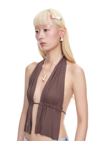 Pink Apple Core Pearl Necklace