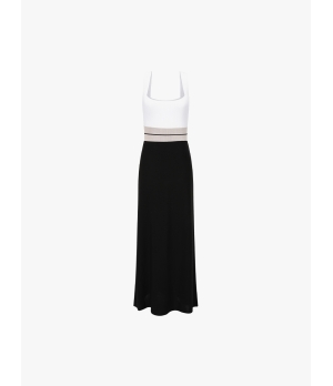 SWAYING Black/White Seamless Square-neck Tank Dress