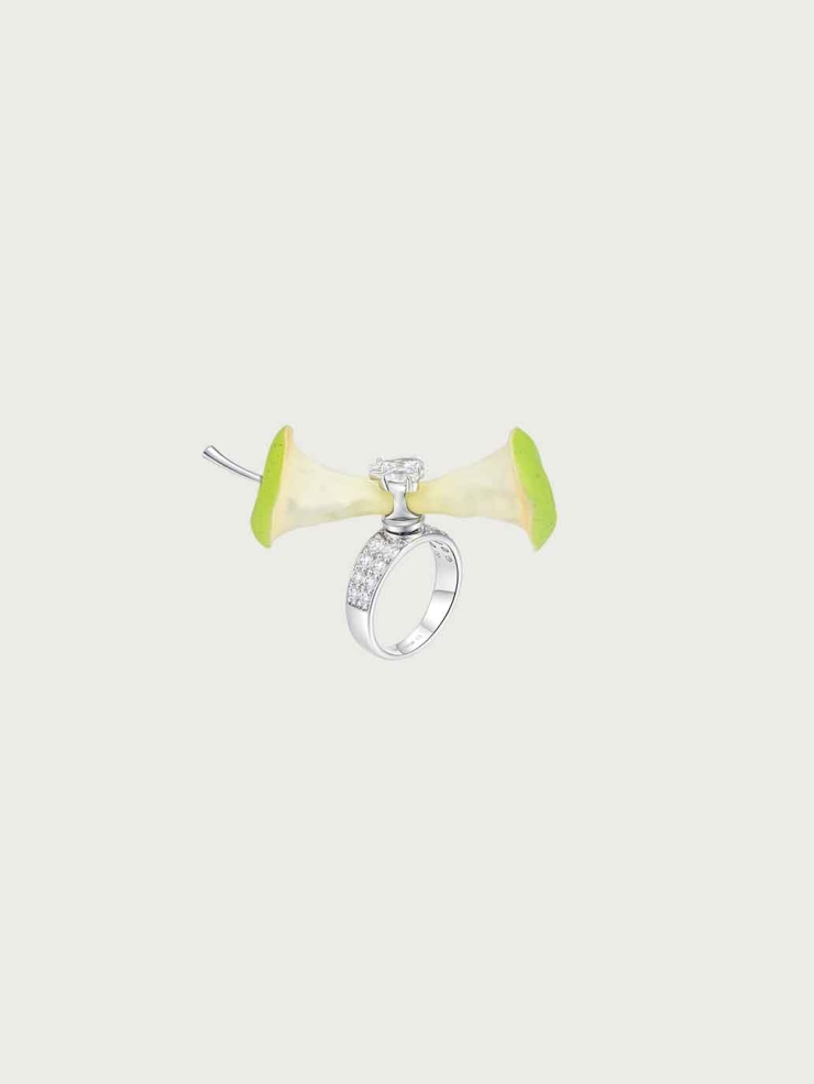 Green Spinning Apple Core Ring