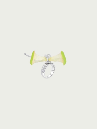 Green Spinning Apple Core Ring