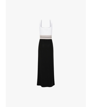 SWAYING Black/White Seamless Square-neck Tank Dress