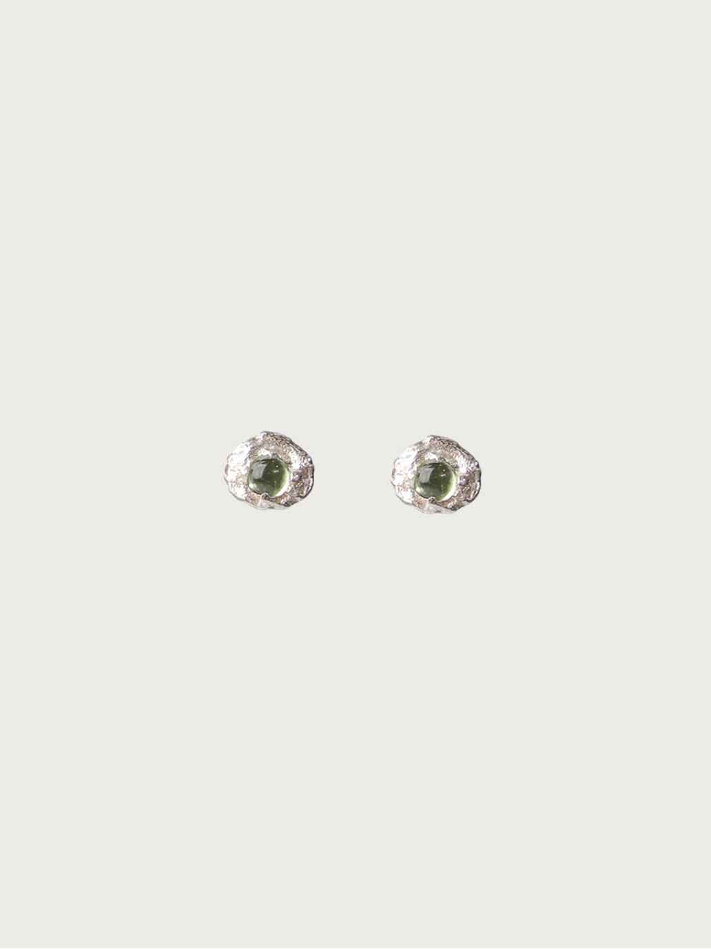 Silver Cloud Mist Peridot Stud Earrings
