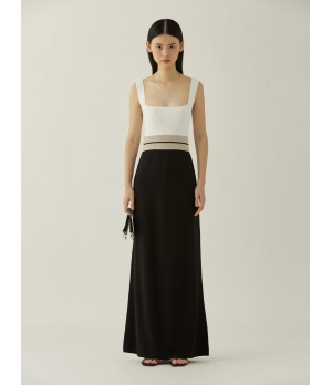 SWAYING Black/White Seamless Square-neck Tank Dress