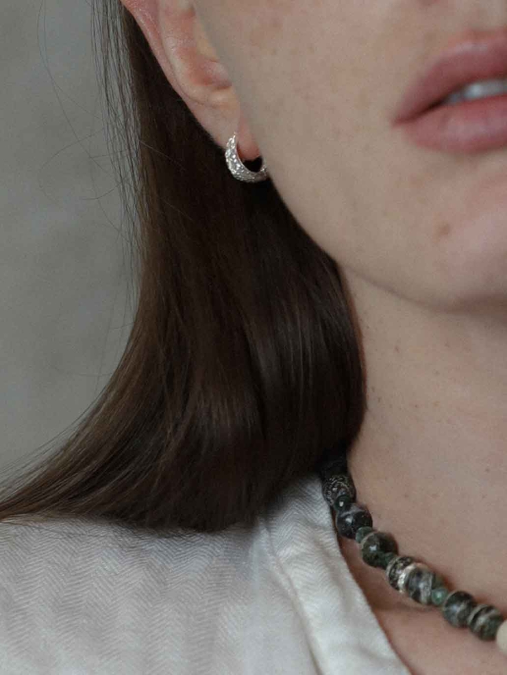 Silver Subtle Spark Mini Hoop Earrings