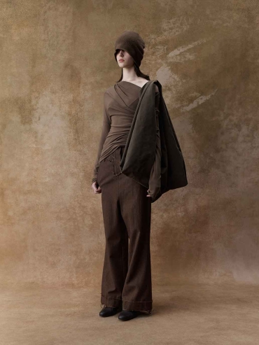 Khaki Asymmetric One-Shoulder Base Layer Top