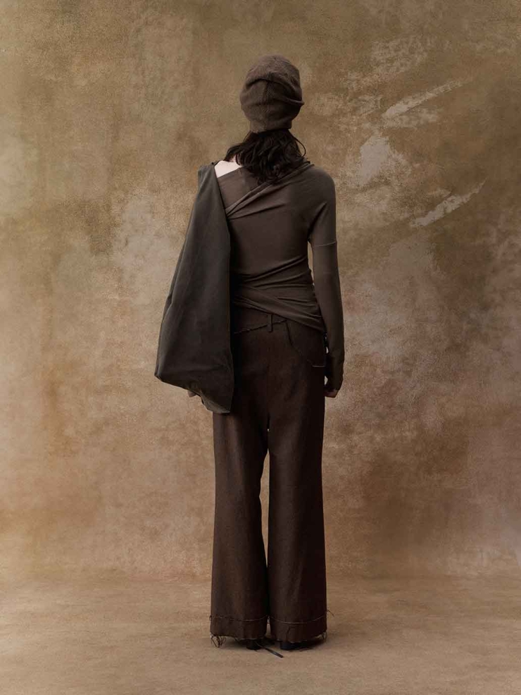 Khaki Asymmetric One-Shoulder Base Layer Top