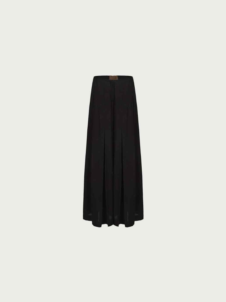 Wool Box-Pleat Low-Rise Wide-Leg Trousers