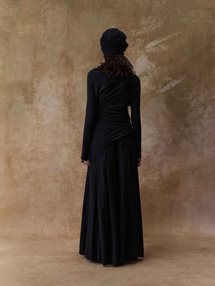 Wool Box-Pleat Low-Rise Wide-Leg Trousers