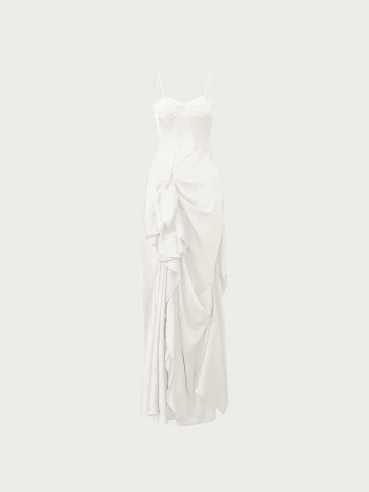 Pleated Asymmetric Camisole Dress