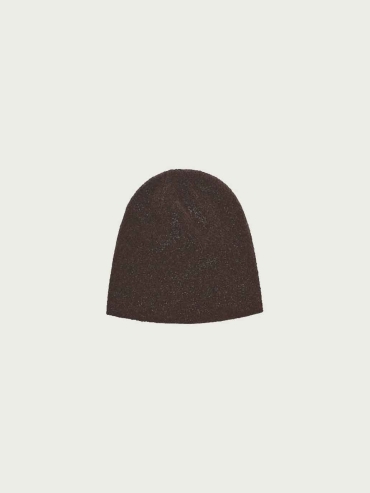 Floral Brown Paneled Knit Beanie
