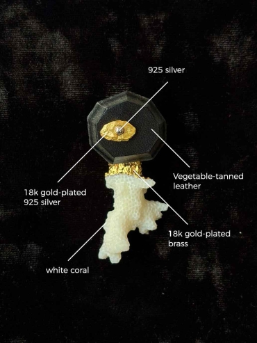 Black Handcrafted Faceted Leather Coral Earring-Single