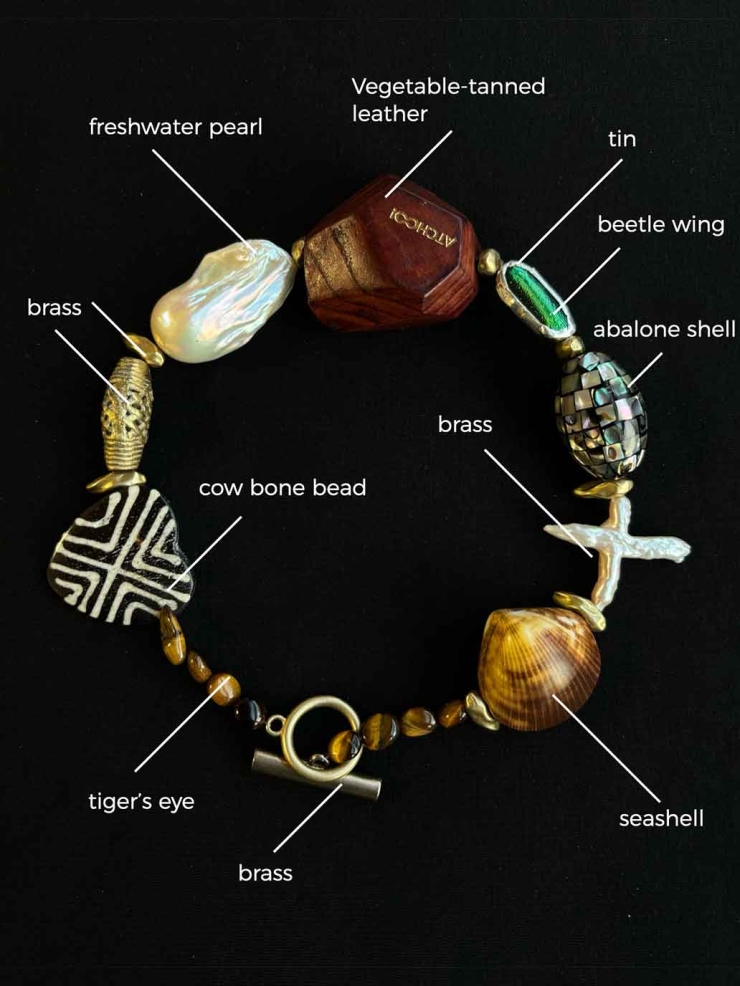 Vintage-Style Faceted Leather Multigem Necklace