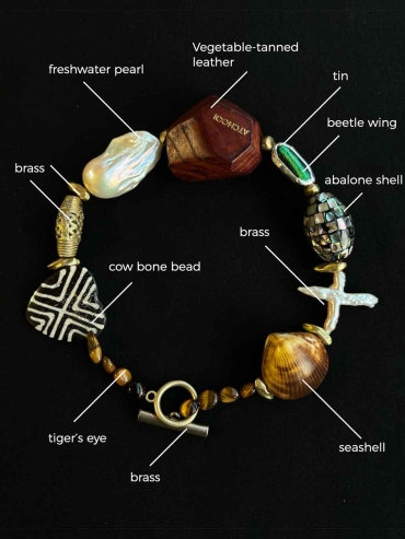 Vintage-Style Faceted Leather Multigem Necklace